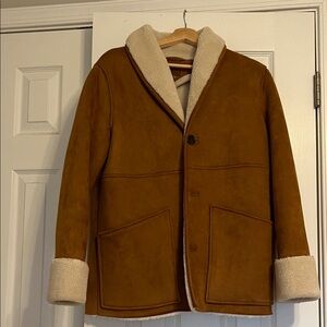 MOTHER Tan Shearling Pea Coat